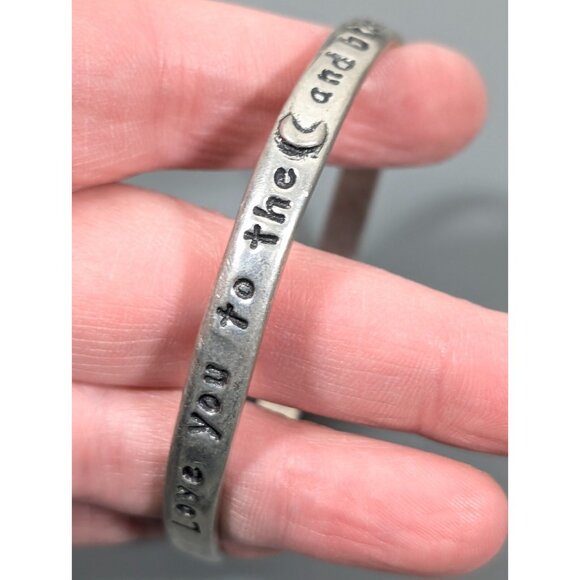 Basic Spirit Canada Pewter Bangle Bracelet Love you Moon And Back 8 inch - Picture 10 of 10